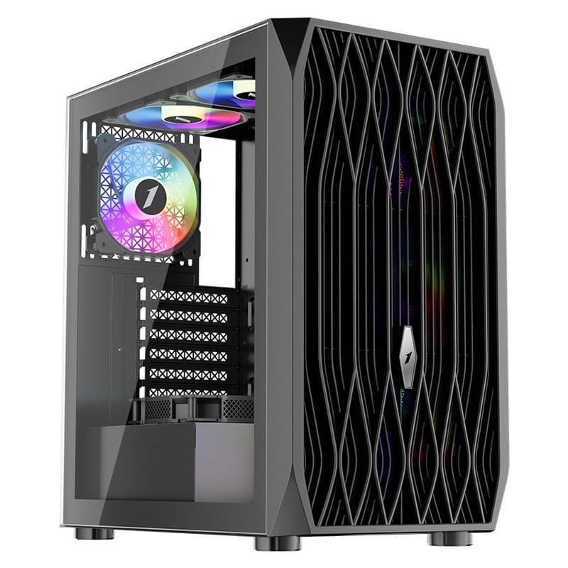 Корпус 1stPlayer AY7-BK-4F1 Black без БП