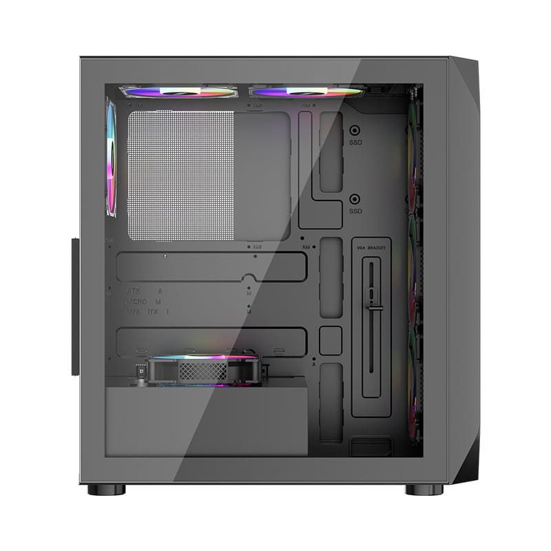 Корпус 1stPlayer AY7-BK-4F1 Black без БП