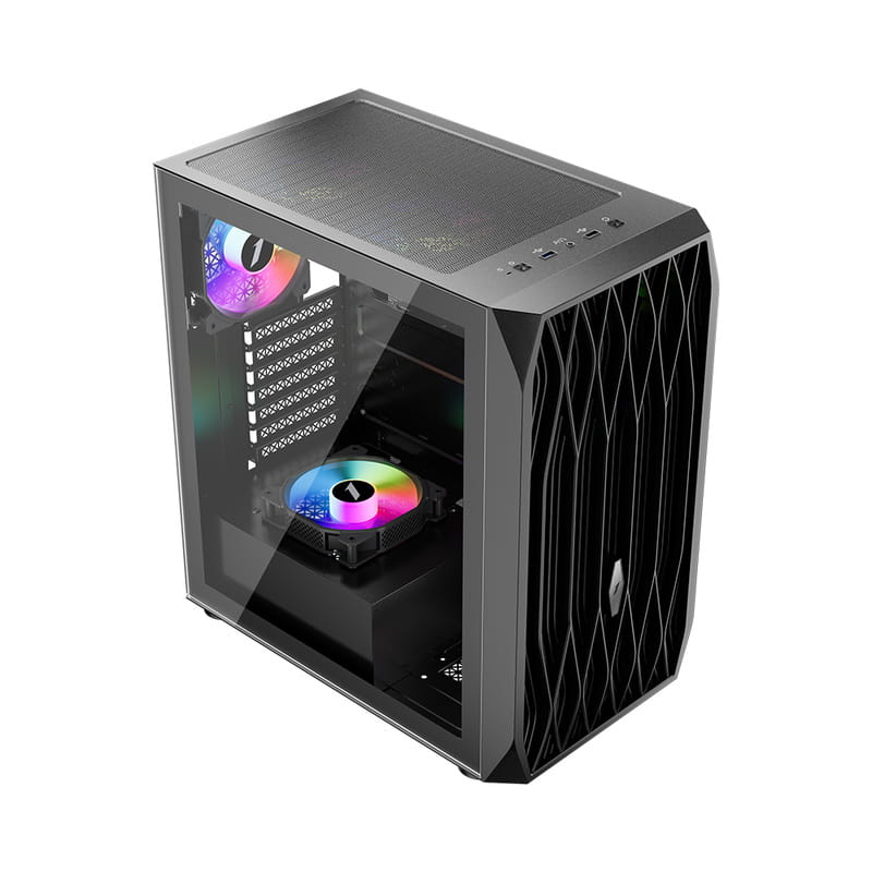 Корпус 1stPlayer AY7-BK-4F1 Black без БП