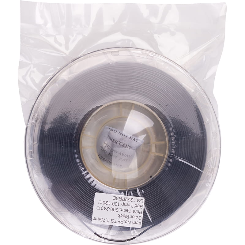 PETG-пластик PowerPlant Filament для 3D-принтера 1.75 мм 1 кг, чорний (PT812905)