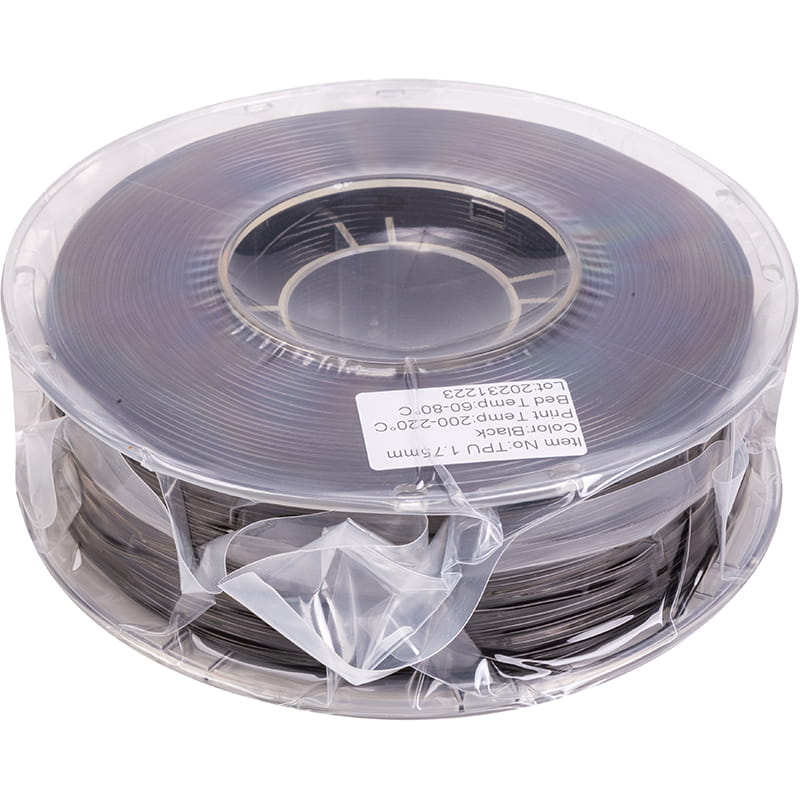 TPU-пластик PowerPlant Filament для 3D-принтера 1.75 мм 1 кг, чорний (PT812981)