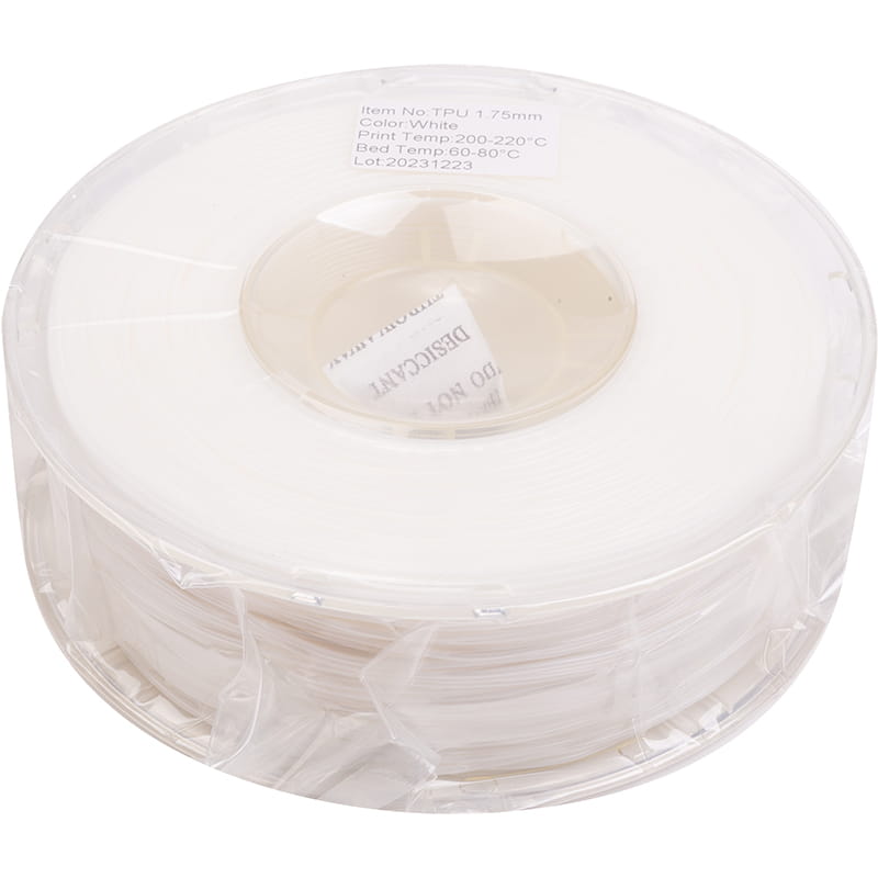 TPU-пластик PowerPlant Filament для 3D-принтера 1.75 мм 1 кг, білий (PT813001)