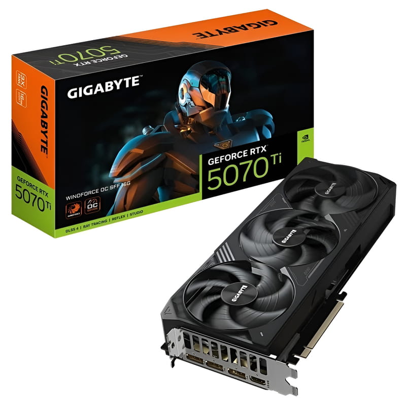 Відеокарта GF RTX 5070 Ti 16GB GDDR7 Windforce OC Gigabyte (GV-N507TWF3OC-16GD)