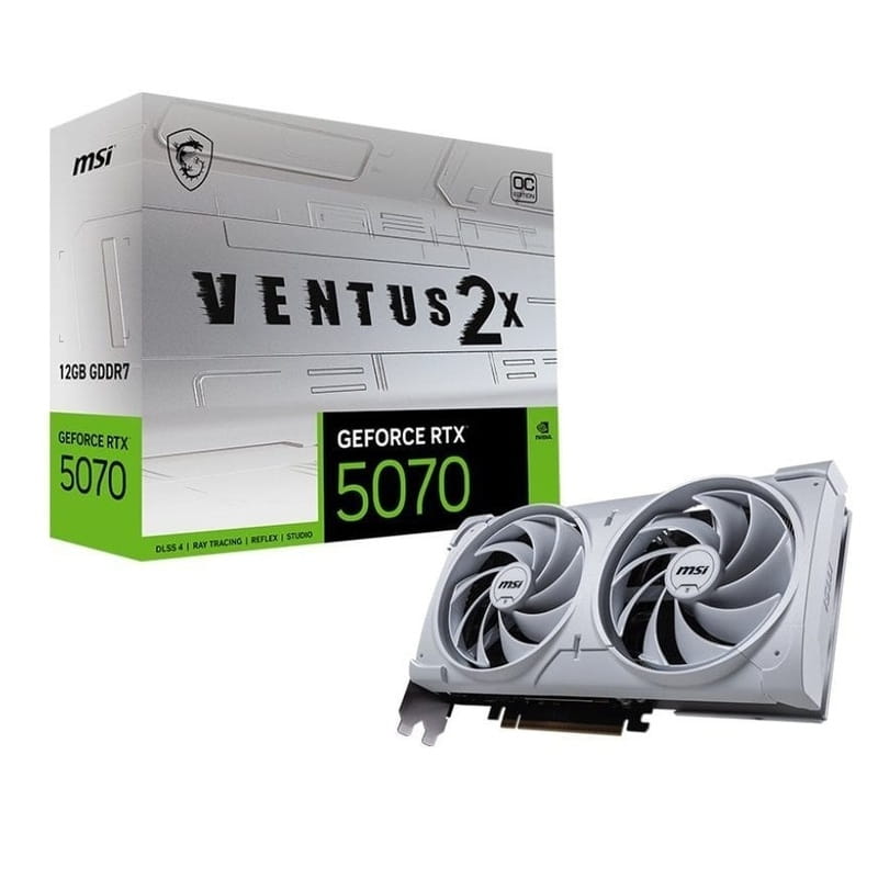 Відеокарта GF RTX 5070 12GB GDDR7 Ventus 2X OC White MSI (GeForce RTX 5070 12G VENTUS 2X OC WHITE)