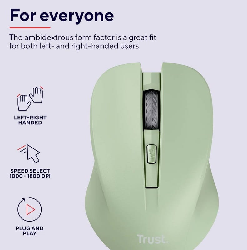Миша бездротова Trust Mydo Silent Wireless Green (25042)