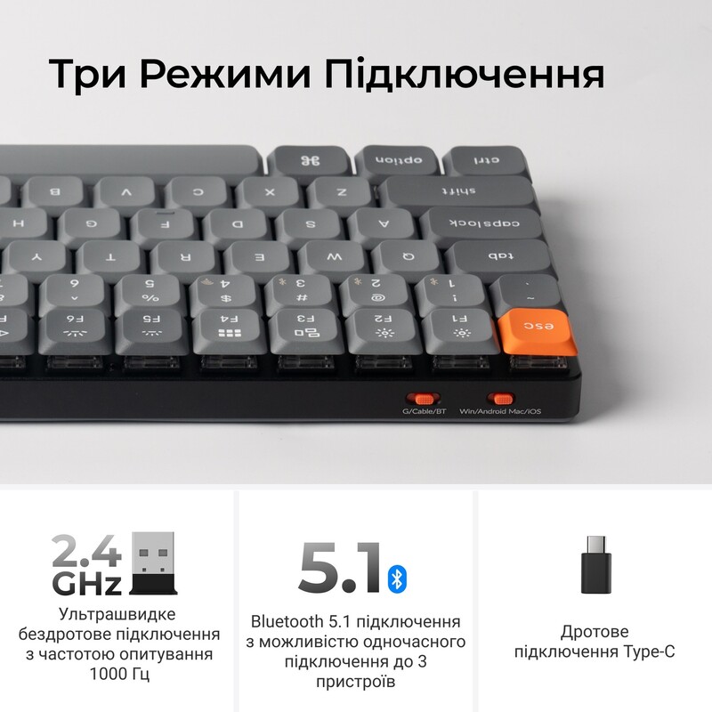Клавіатура бездротова Keychron K5 Max, Gateron MX 2.0 Brown, Hot-Swap, RGB UA Black (K5M-H3-UA)