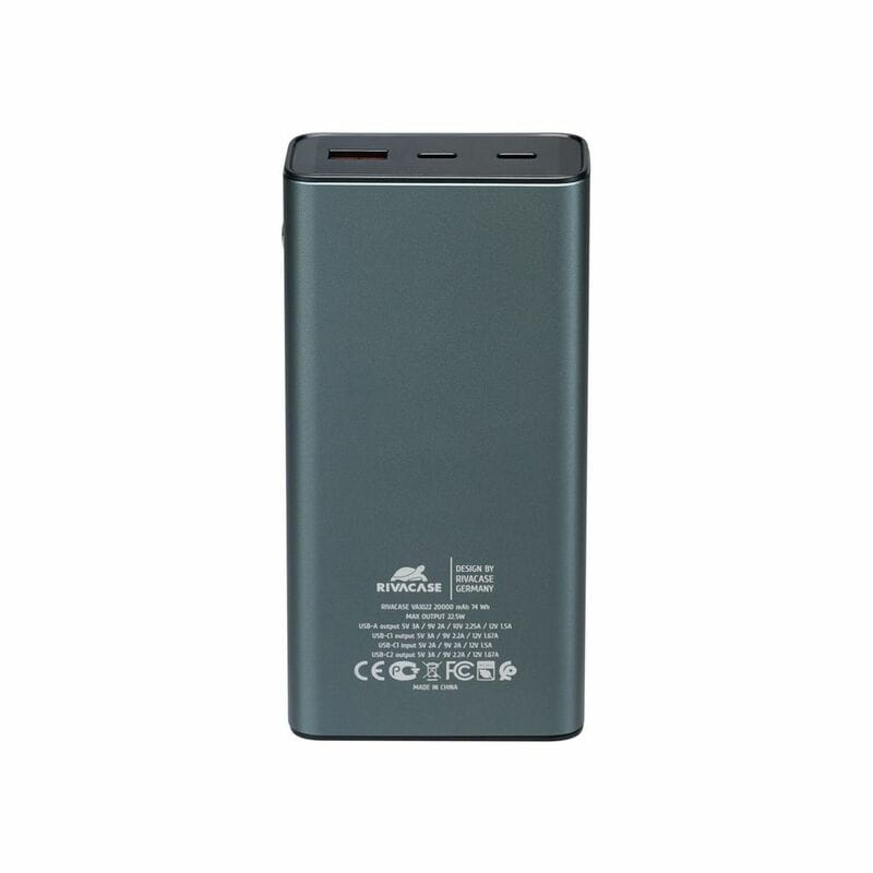 Универсальная мобильная батарея Rivacase Rivapower 20000 mAh Grey (VA1022)