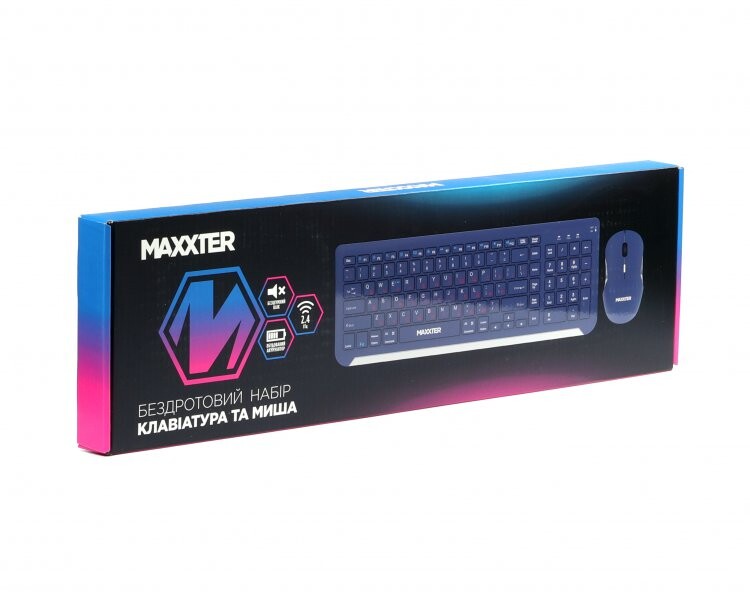 Комплект (клавіатура, миша) бездротовий Maxxter KMS-WCM-01BL-UA Dark Blue