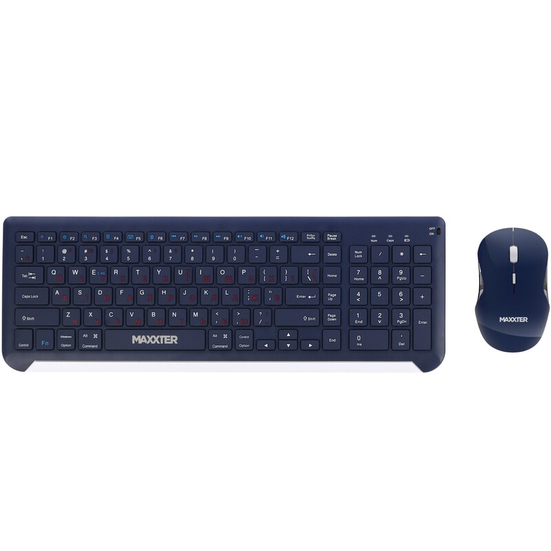Комплект (клавіатура, миша) бездротовий Maxxter KMS-WCM-01BL-UA Dark Blue