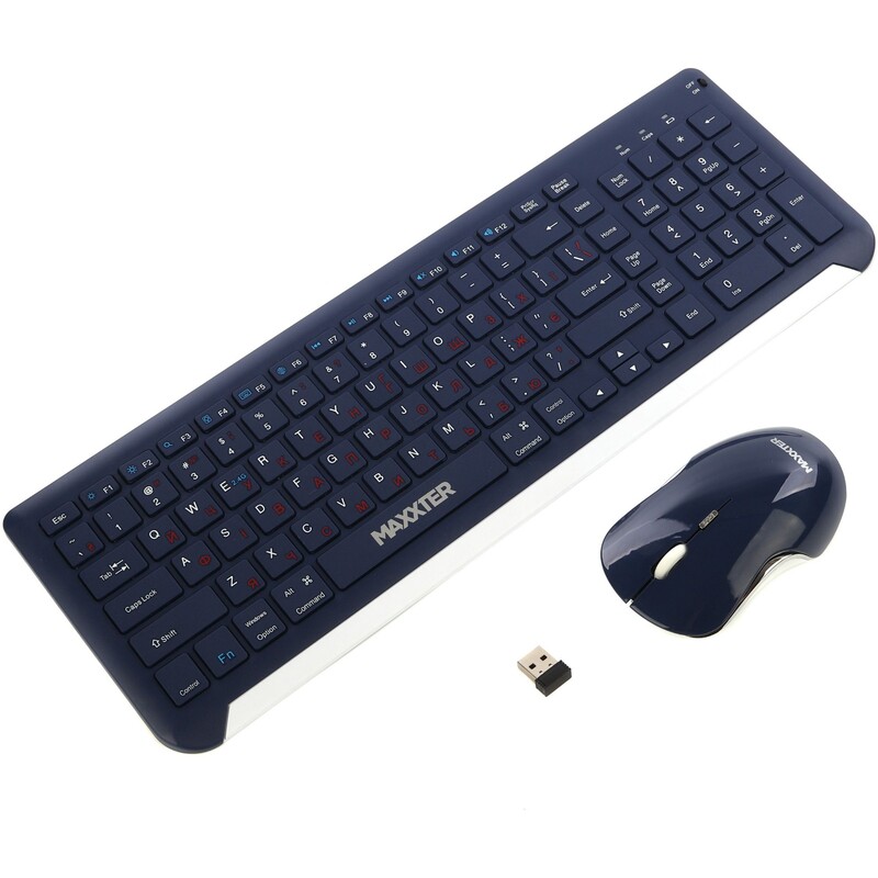 Комплект (клавіатура, миша) бездротовий Maxxter KMS-WCM-01BL-UA Dark Blue