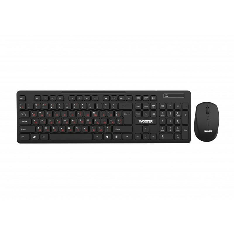 Комплект (клавіатура, миша) бездротовий Maxxter KMS-WCM-02B-UA Black