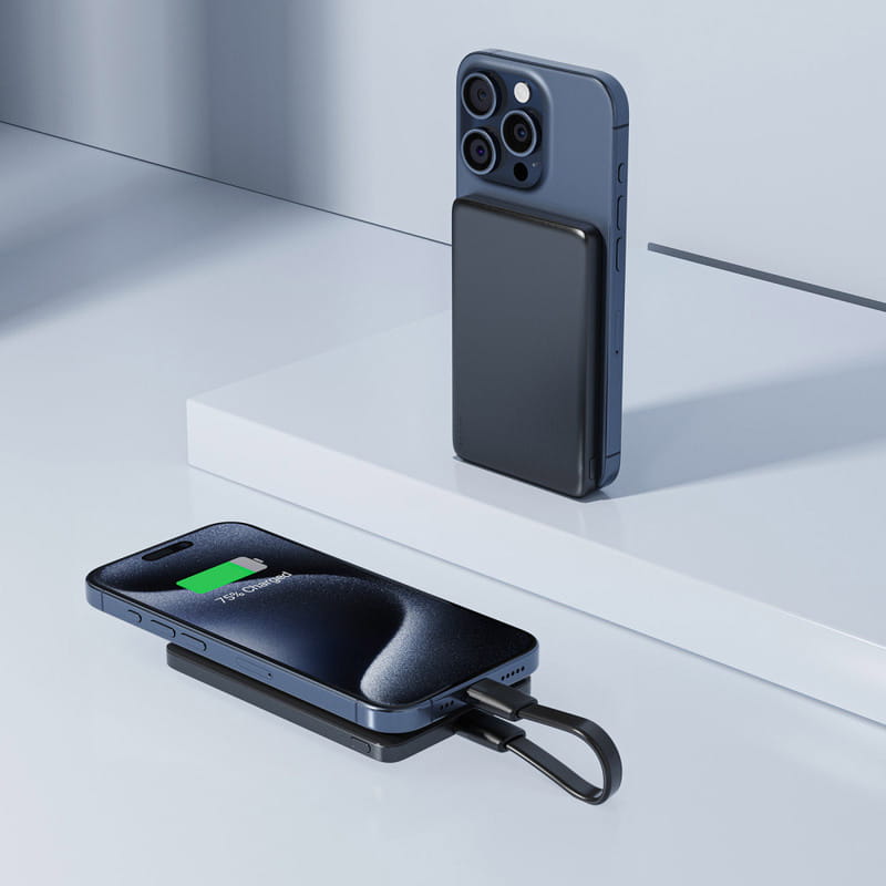 Універсальна мобільна батарея Acefast Magnetic M8 5000mAh 18W Ultra Thin Black (6974316283386)