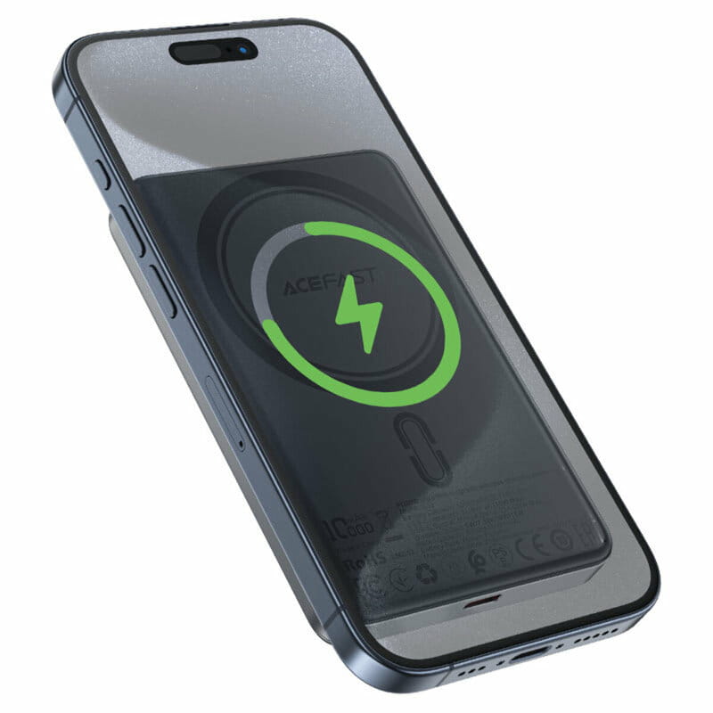 Универсальная мобильная батарея Acefast Magnetic M12 10000mAh 20W Qi-15W Black (6974316283393)
