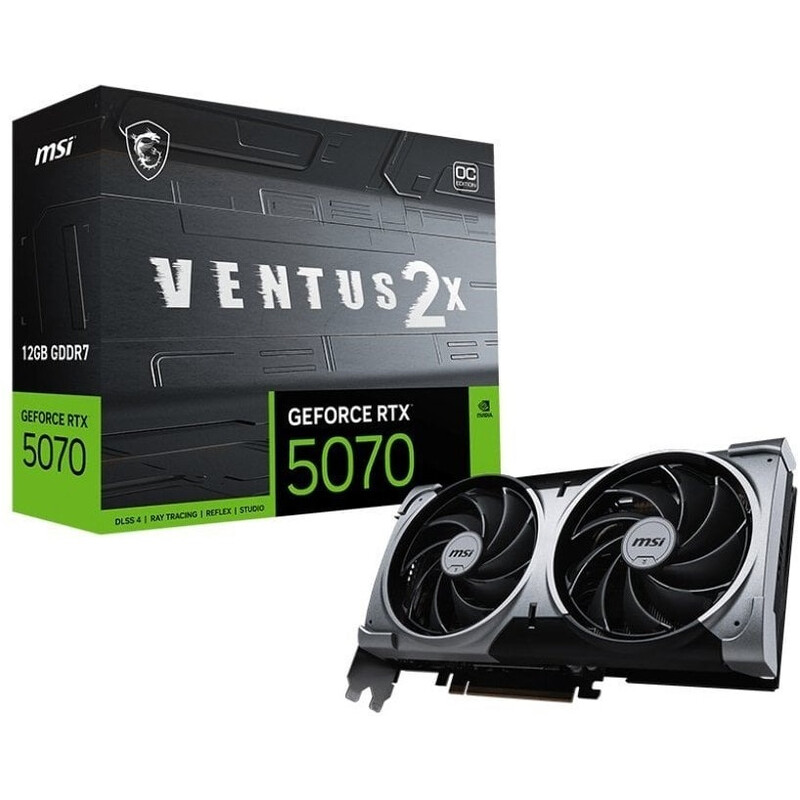 Відеокарта GF RTX 5070 12GB GDDR7 Ventus 2X OC MSI (GeForce RTX 5070 12G VENTUS 2X OC)