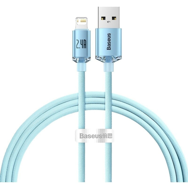 Кабель Baseus Crystal Shine USB - Lightning (M/M), 2.4A, 2 м Sky Blue (CAJY001203)