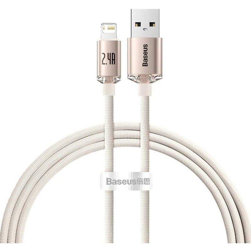 Кабель Baseus Crystal Shine USB - Lightning (M/M), 2.4A, 2 м Pink (CAJY001204)