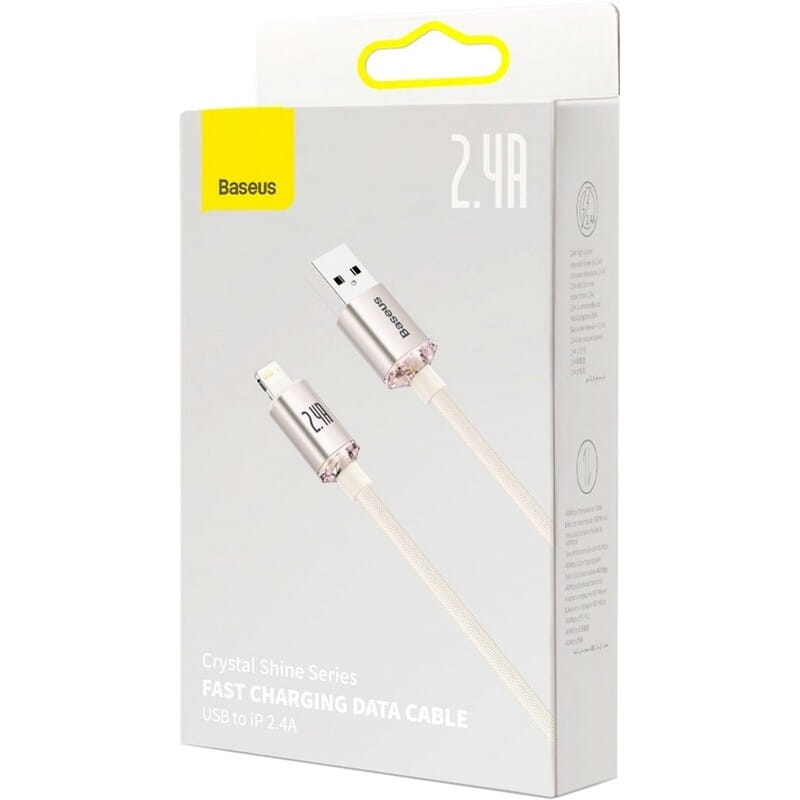 Кабель Baseus Crystal Shine USB - Lightning (M/M), 2.4A, 2 м Pink (CAJY001204)