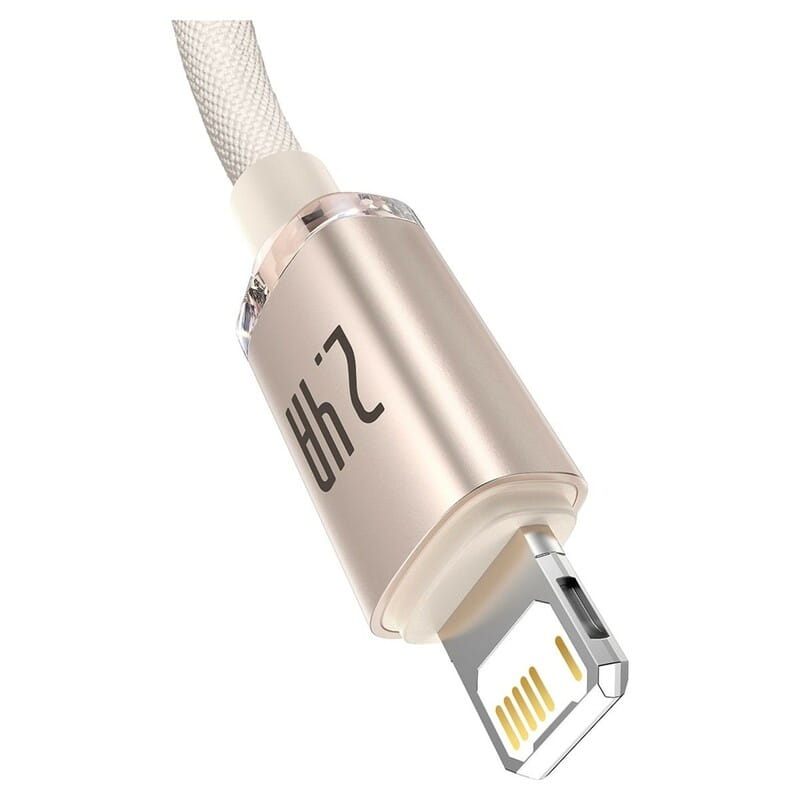 Кабель Baseus Crystal Shine USB - Lightning (M/M), 2.4A, 2 м Pink (CAJY001204)