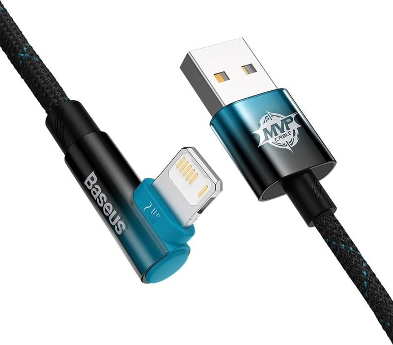 Кабель Baseus MVP 2 USB - Lightning (M/M), 2.4A, 2 м Black/Blue (CAVP000121)