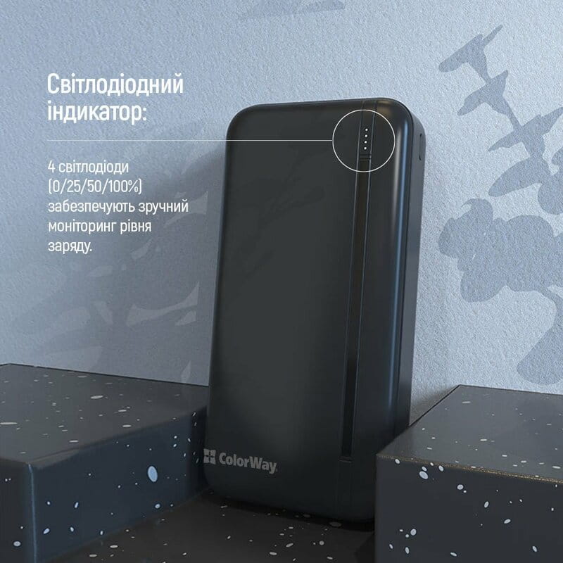 Универсальная мобильная батарея ColorWay Portable Charger 20000mAh Black (CW-PB200LPB4BK-PD)