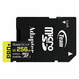 Карта памяти MicroSDXC 256GB UHS-I/U3 Class 10 Team Pro+ R160/W110MB/s + SD-адаптер (TPPMSDX256GIA2V3003)