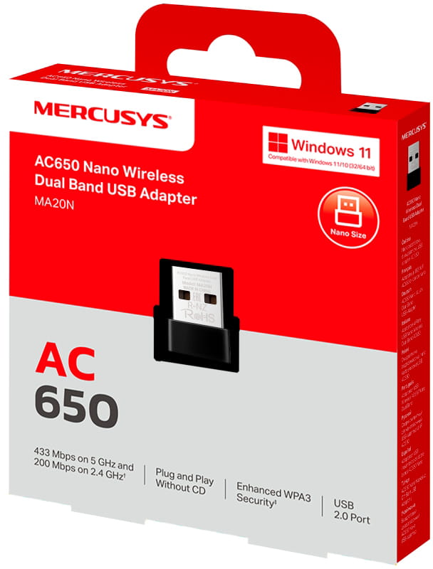 Бездротовий адаптер Mercusys MA20N