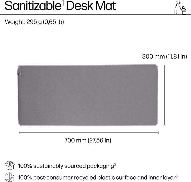 Килимок для миші HP 205 Sanitizable XL Grey (8X596AA)