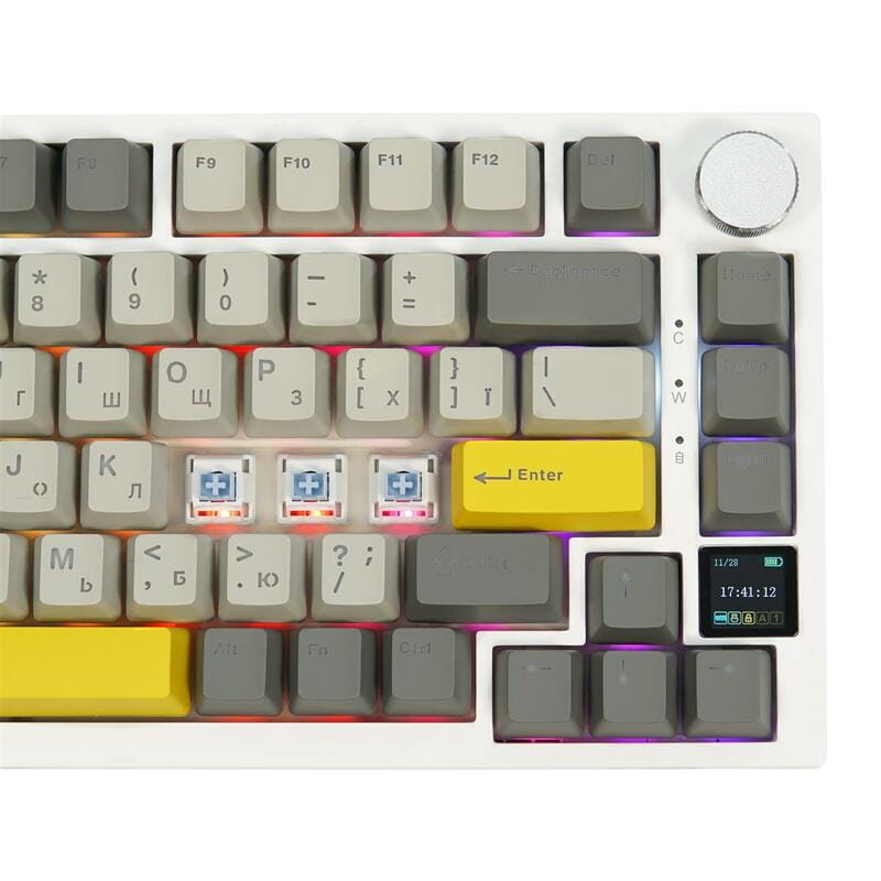 Клавіатура бездротова Epomaker AK820 Pro 75% Flying Fish Switch Hot-Swap (2.4G/BT/USB) RGB UA White (AK820-PRO-W-FF)