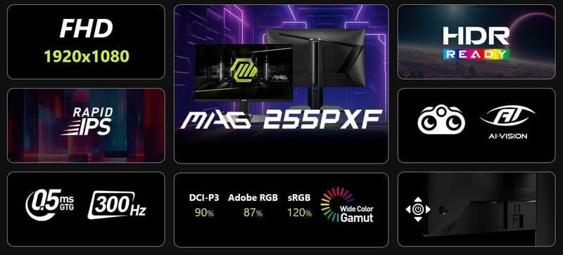 Монитор MSI 24.5" MAG 255PXF IPS Black 300Hz