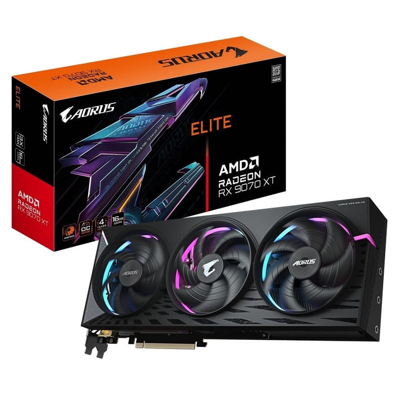 Відеокарта AMD Radeon RX 9070 XT 16GB GDDR6 Aorus Elite Gigabyte (GV-R9070XTAORUS E-16GD)