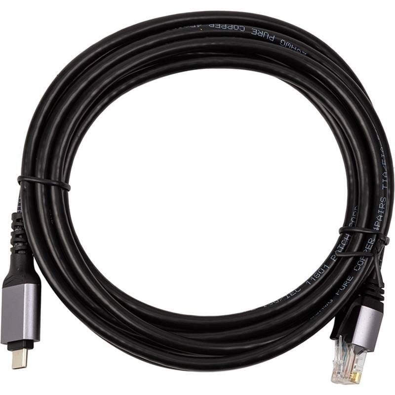 Кабель PowerPlant USB Type-C - RJ45 (M/М) 3м Black (CA914937)