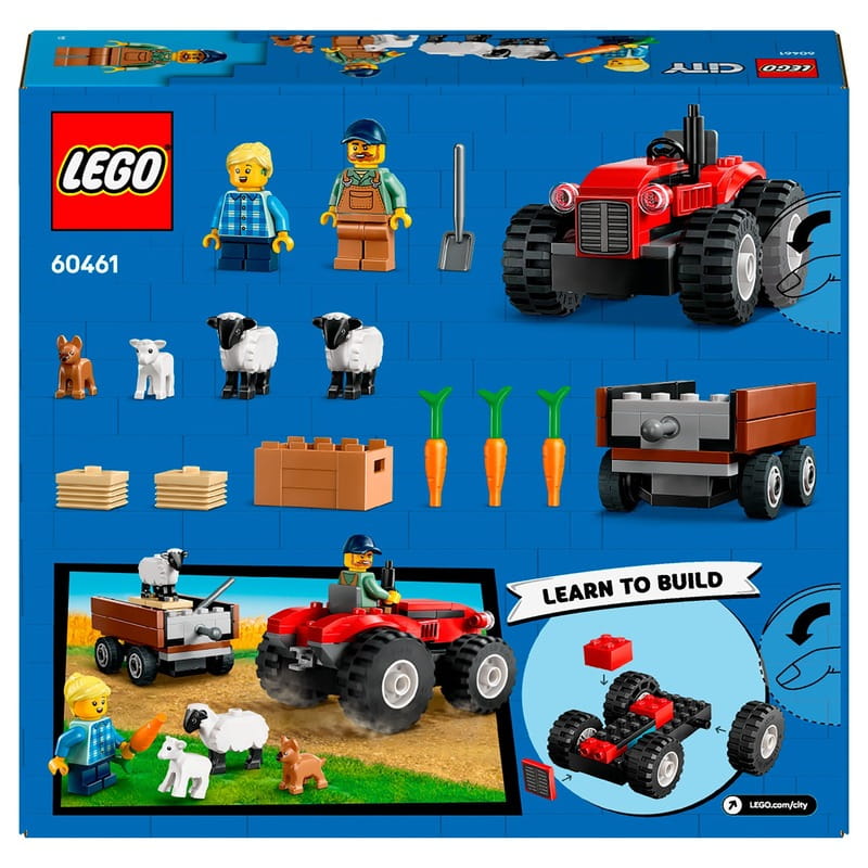Конструктор LEGO City Червоний фермерський трактор з причепом та вівцями (60461)