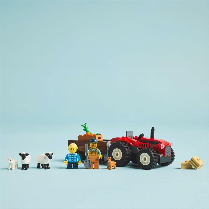 Конструктор LEGO City Червоний фермерський трактор з причепом та вівцями (60461)