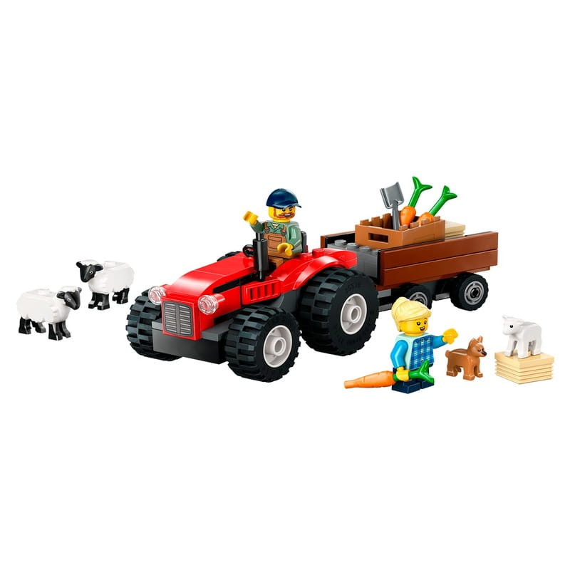 Конструктор LEGO City Червоний фермерський трактор з причепом та вівцями (60461)
