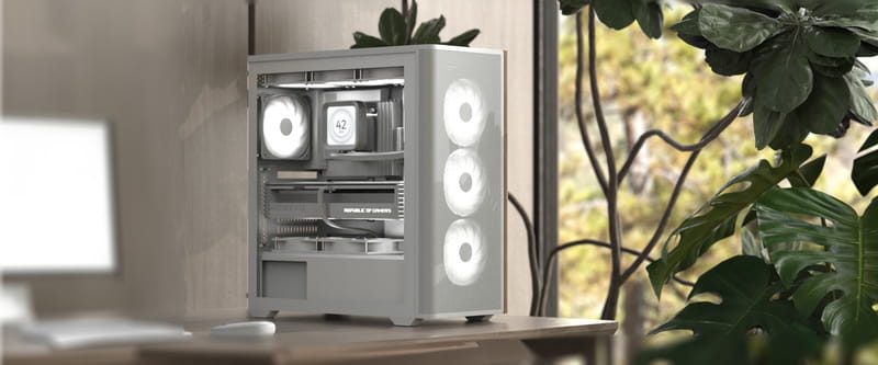 Корпус AeroCool D501A-G-WT-v2 (ACCM-DS01043.21) White без БП