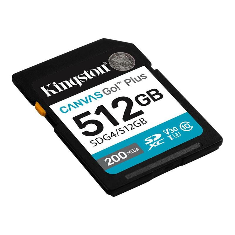 Карта памяти SDXC  512GB UHS-I/U3 Class 10 Kingston Canvas Go! Plus R200/W160MB/s (SDG4/512GB)