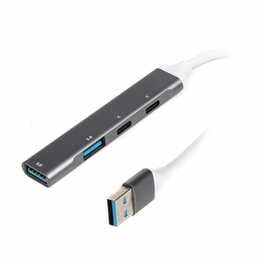 Концентратор USB 3.0 Maxxter 1xUSB-A 3.0, 1xUSB-A 2.0, 2xUSB-C Gray (HU3A-4P-03)