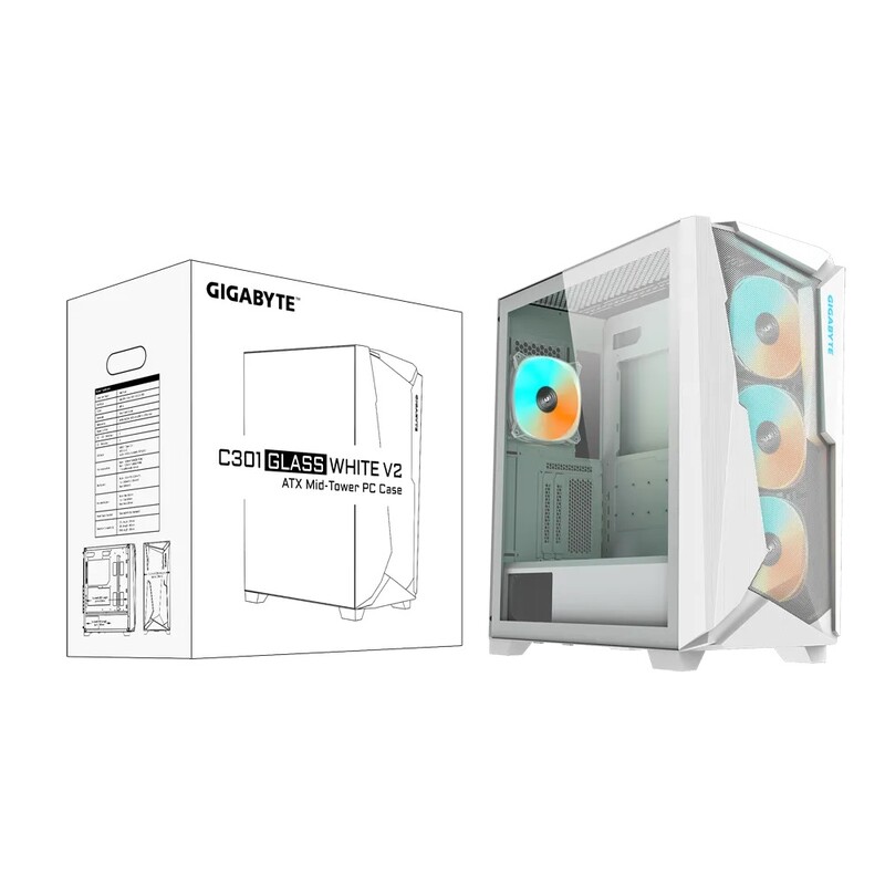 Корпус Gigabyte C301 Glass V2 White без БП (C301GW V2)