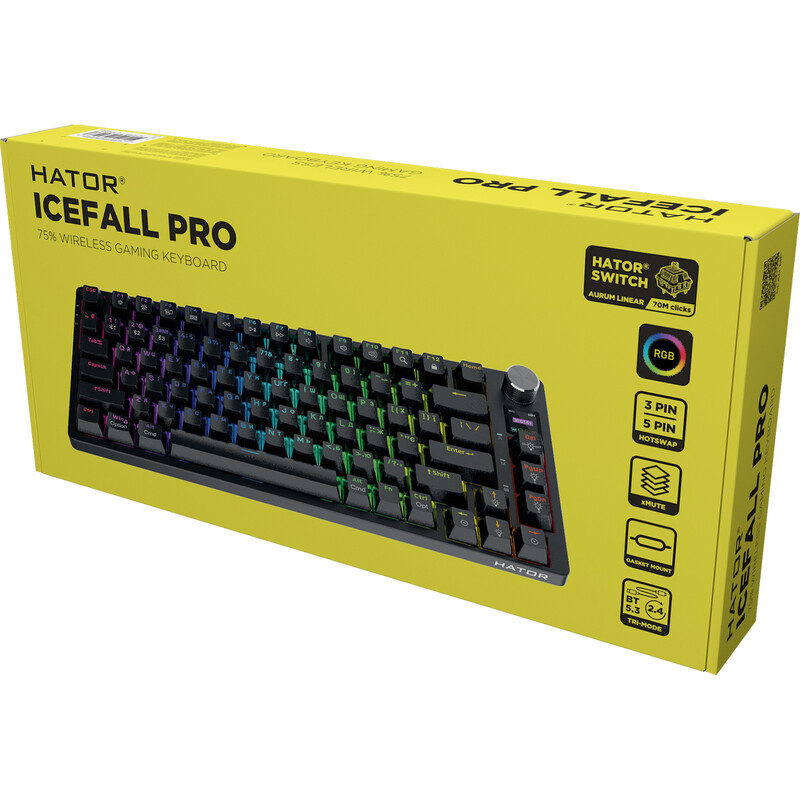 Клавіатура бездротова Hator Icefall PRO Wireless, TFT display Black (HTK450UA)