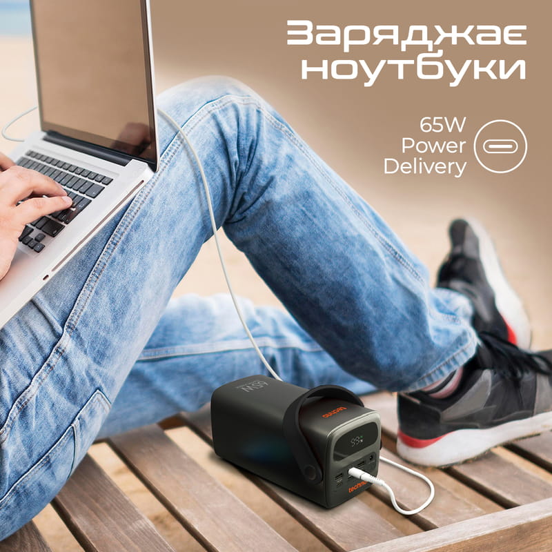 Універсальна мобільна батарея Techno 80000mAh PD 65W QC 3.0 Black (powerbank-80)