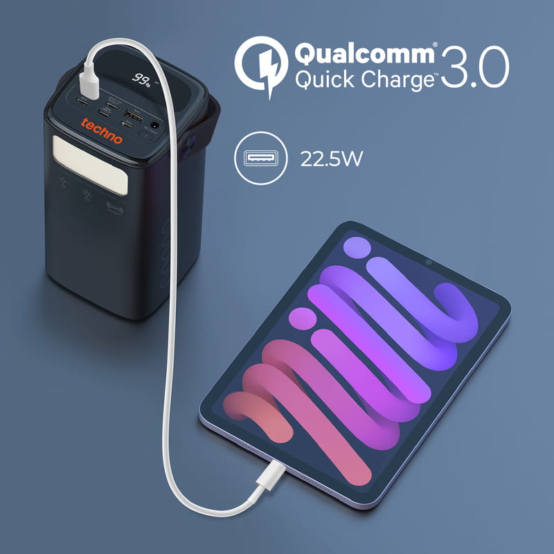 Універсальна мобільна батарея Techno 80000mAh PD 65W QC 3.0 Black (powerbank-80)