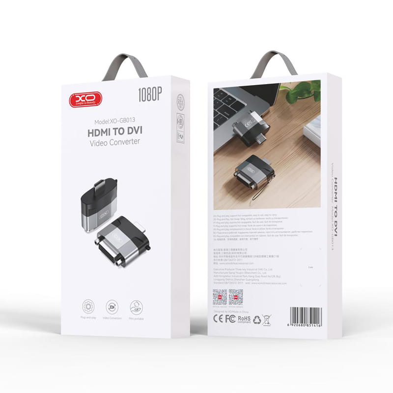 Адаптер XO HDMI-DVI (M/F) Black/Grey (GB013-HDMIDVI.tranish)