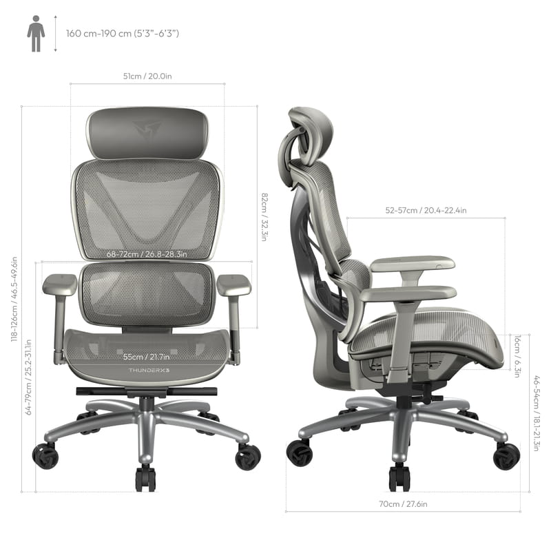 Кресло для геймеров TX3 XTC Mesh Grey (TEGC-3054104.41)