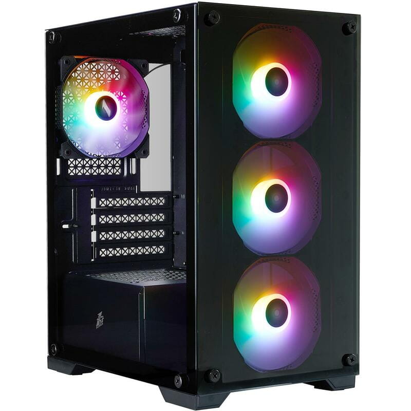 Корпус 1stPlayer X2-M-BK-4F7 Black без БП