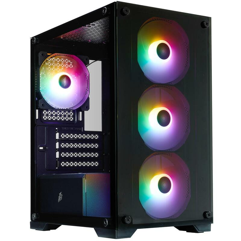 Корпус 1stPlayer X2-M-BK-4F7 Black без БП