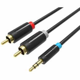 Кабель Vention 3.5 мм - 2хRCA (M/M), 2 м, Black (BCLBH)
