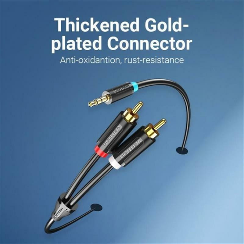 Кабель Vention 3.5 мм - 2хRCA (M/M), 2 м, Black (BCLBH)