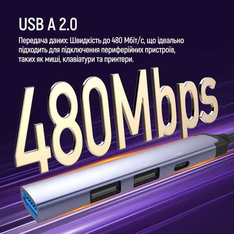USB-хаб СolorWay USB Type-A/USB Type-C 4-в-1 (CW-HUB06)