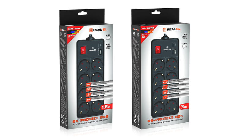Фільтр живлення REAL-EL RS-Protect 805 1.8м Black (EL122300042)