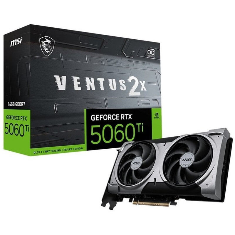 Відеокарта GF RTX 5060 Ti 16GB GDDR7 Ventus 2X OC Plus MSI (GeForce RTX 5060 Ti 16G VENTUS 2X OC PLUS)